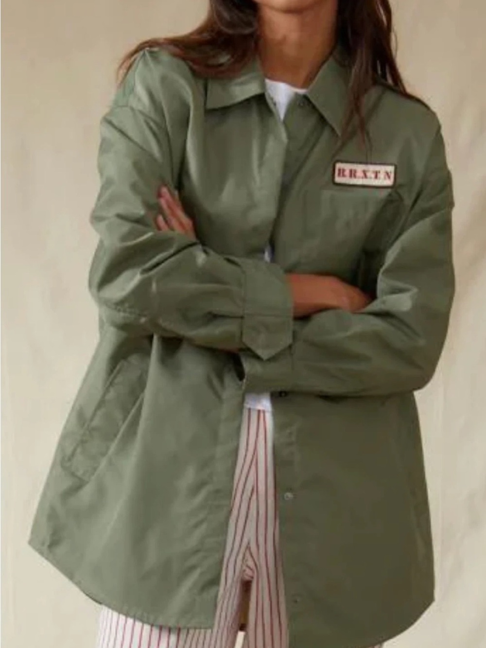 Brixton Bora OVERSIZED Vintage Nylon army jacket in womens size small/xsm